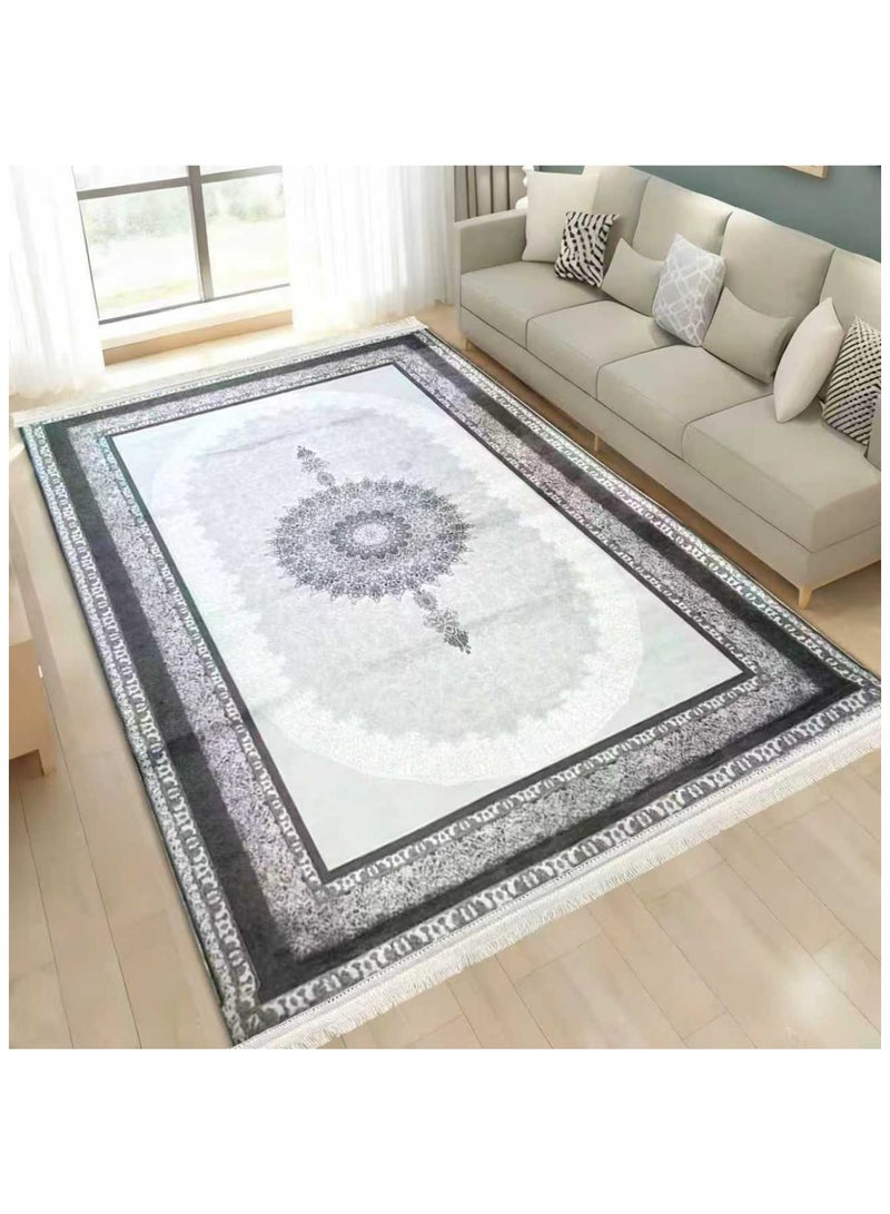 SMART HOME Large padded floor mat with a soft velvet surface and non-slip backing - Living room rug - Majlis rug - Lounge rug - Luxurious decorative rug - Elegant rug with modern patterns for living rooms and majlis - Size 400x300cm - Suitable for everyday use and entertaining - Image 2